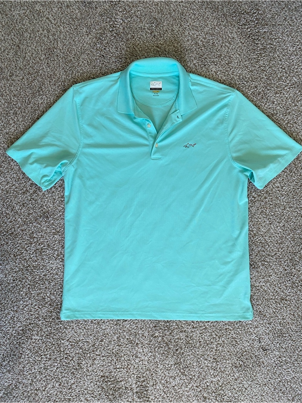 Greg Norman Men's Short-Sleeve Golf Polo in Aqua Size XL